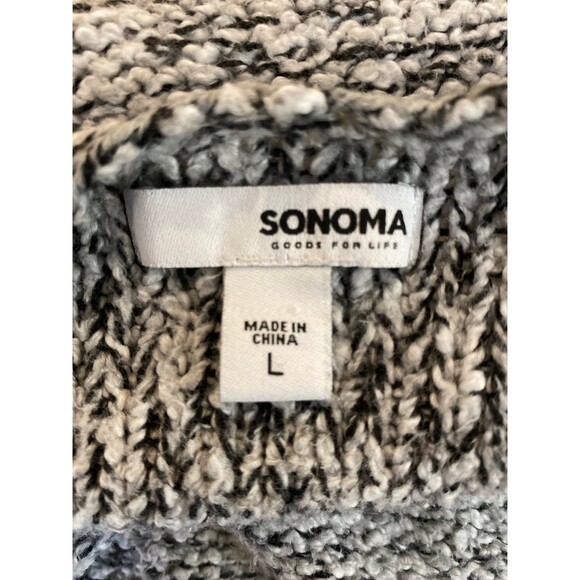 Sonoma Womens Sweater Sz Large Oversized Black & Gray Round Neck Cotton Blend - Picture 8 of 11